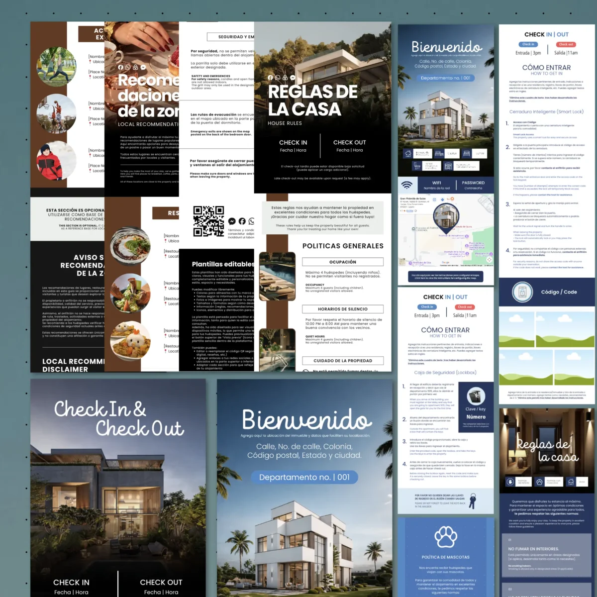 Plantillas de recomendaciones de la zona y reglas de la casa