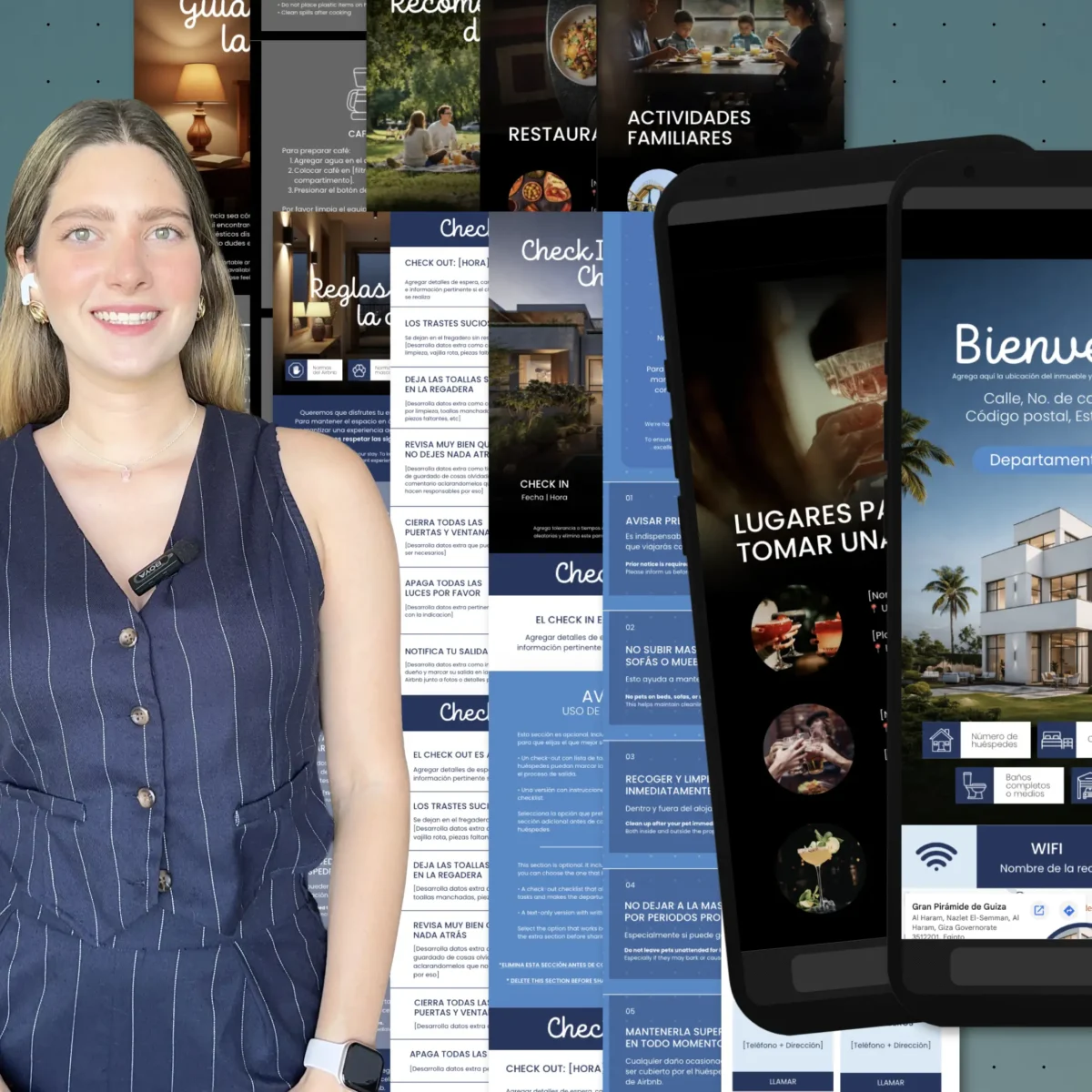 Plantillas de check-in, check-out y listado del inmueble