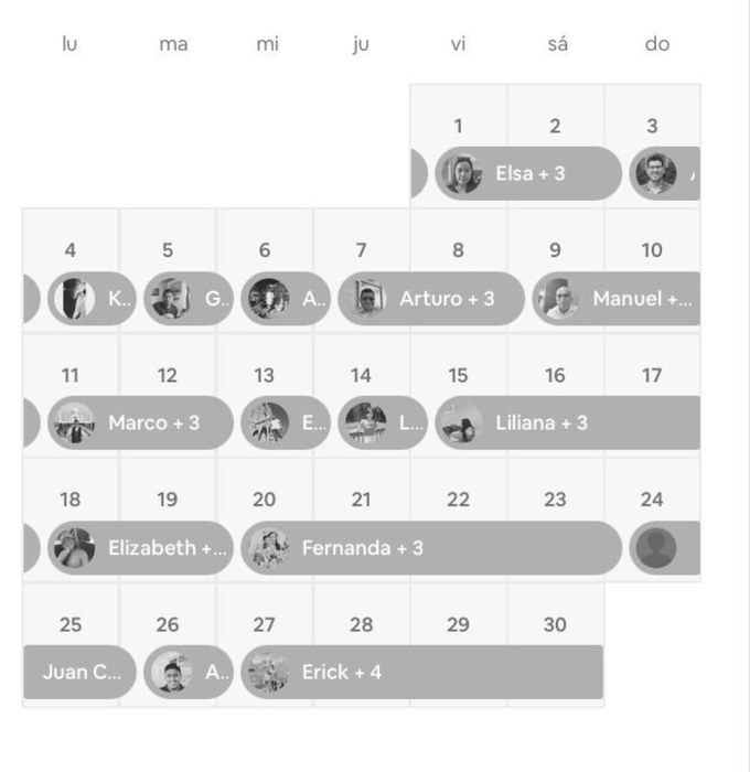 Calendario de Airbnb de septiembre casi lleno